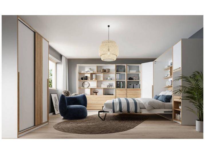 FORTE Jugendzimmer-Set Jugendzimmer Gästezimmer S-ROOM 1 in Weiß und Catania Eiche von Forte, (Komplett-Set, 8-tlg., Schrankbett, Schrank von Forte