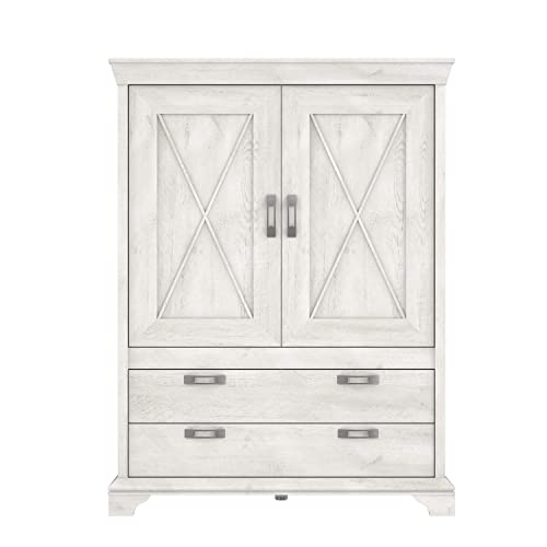 Forte Kashmir Highboard mit 2 Türen und 2 Schubladen, Holzwerkstoff, Pinie Weiß, B x H x T: 123 x 162,3 x 48,2 cm von Forte