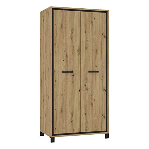 FORTE TRONDHEIM Schrank 100 210, Kleiderschrank klein Industrial, Drehtürenschrank, 2-türig mit Einlegeböden und Kleiderstange, Artisan Eiche / Schwarz Eiche, 99 cm breit x 209 cm hoch x 60 cm tief FORTE TRONDHEIM Schrank 100 210, Kleiderschrank klein Industrial, Drehtürenschrank, 2-türig mit Einlegeböden und Kleiderstange, Artisan Eiche / Schwarz Eiche, 99 cm breit x 209 cm hoch x 60 cm tief von Forte