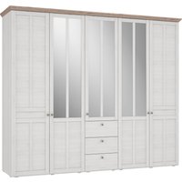 FORTE Kleiderschrank "Iloppa, Schlafzimmerschrank im Landhausstil" Maße: B/H/T ca. 254,4x216,6x62,1 cm, Schrank mit Spiegel von Forte