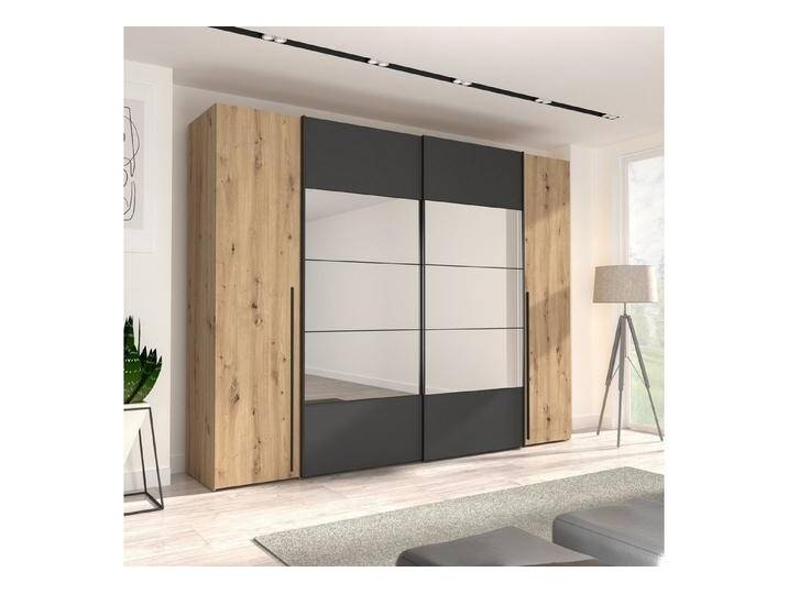 FORTE Kleiderschrank in Artisan Eiche / Schwarz - 270,3x210x61,2cm (BxHxT), schwarz von Forte