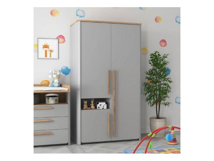 FORTE Kleiderschrank in Grau - 108,3x194,3x58,7cm (BxHxT), grau von Forte