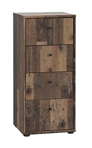 FORTE TEMPRA 2 Kommode mit 4 Schubladen, Holzwerkstoff, Old – Wood Vintage Dekor, (B x H x T) 38,6 x 85,5 x 34,8 cm FORTE TEMPRA 2 Kommode mit 4 Schubladen, Holzwerkstoff, Old – Wood Vintage Dekor, (B x H x T) 38,6 x 85,5 x 34,8 cm von Forte