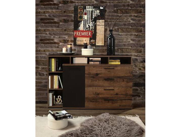 FORTE Kommode in braun,schwarz - 153,1x98,5x41,3cm (BxHxT), braun schwarz von Forte