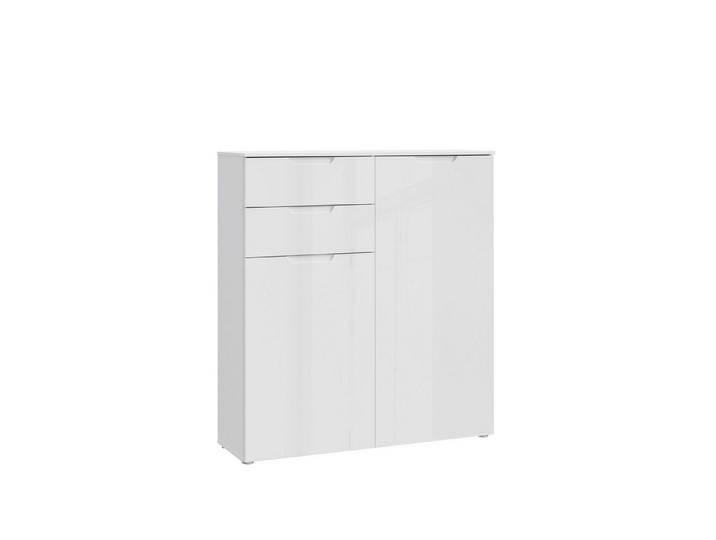 FORTE Kommode in weißglanz Dekorfolie - 110,1x120,1x34,4cm (BxHxT), weiß von Forte