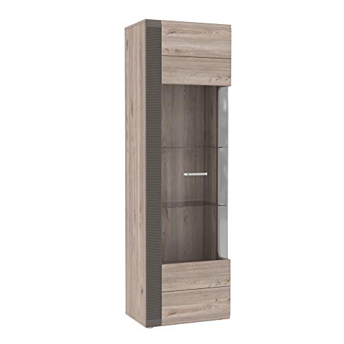 FORTE Locarno Vitrine mit 1 Glastür, Holzwerkstoff, Nelson Eiche kombiniert mit Grau Matt, 60,2 x 196,9 x 41,1 cm von Forte