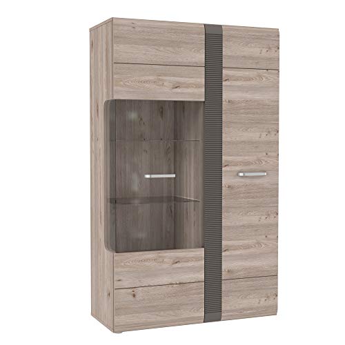 FORTE Locarno Vitrine mit 1 Tür und 1 Glastür, Holzwerkstoff, Nelson Eiche kombiniert mit Grau Matt, 94,9 x 158,5 x 41,1 cm FORTE Locarno Vitrine mit 1 Tür und 1 Glastür, Holzwerkstoff, Nelson Eiche kombiniert mit Grau Matt, 94,9 x 158,5 x 41,1 cm von Forte