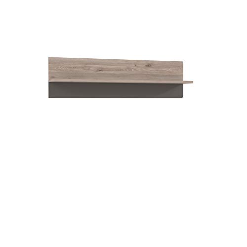 FORTE Locarno Wandregal, Holzwerkstoff, Nelson Eiche / Grau Matt, 37 x 140 x 22 cm von Forte