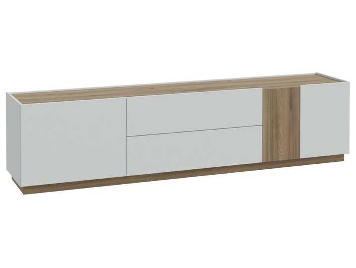 FORTE Lowboard Lowboard LEWISVILLE TV Kommode Optik Hellgrau / Valencia Oak, grau von Forte