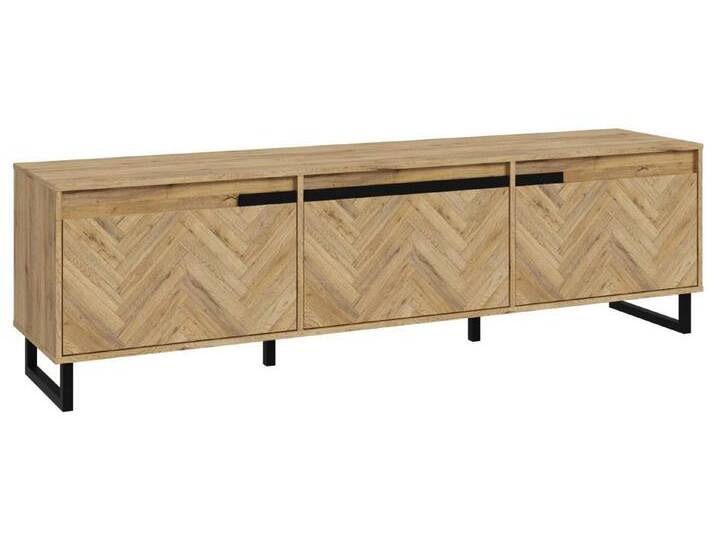 FORTE Lowboard Lowboard TV-Board SOLLETICO Optik: Bartex-Eiche mit Fischgrätoptik, beige von Forte