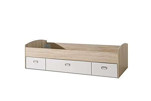 FORTE Lupo Jugendbett, Liegefläche 90 x 200 cm, Holzwerkstoff, Grau Matt kombiniert mit Weiß, 203,6 x 96 x 65 cm FORTE Lupo Jugendbett, Liegefläche 90 x 200 cm, Holzwerkstoff, Grau Matt kombiniert mit Weiß, 203,6 x 96 x 65 cm von Forte