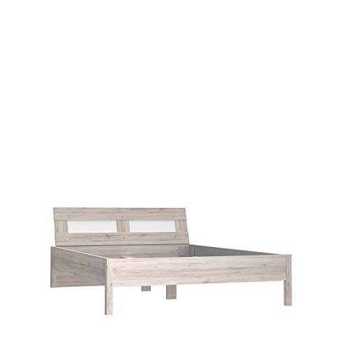 FORTE Beach Bett, Liegefläche 180 x 200 cm, Holzwerkstoff, Sandeiche / Weiß, 149 x 78,5 x 217,5 cm von Forte
