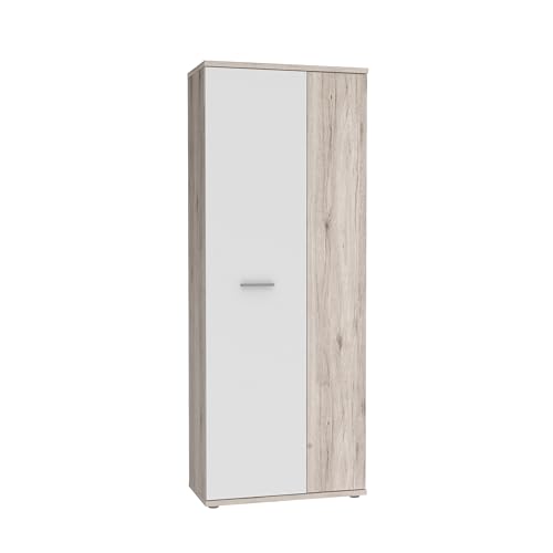 FORTE Net106 Mehrzweckschrank mit 2 Türen, Holzwerkstoff, Sandeiche + Weiß, 68.90 x 34.79 x 179.1 cm von Forte