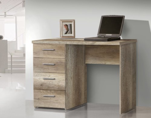 FORTE Net106 Schreibtisch mit 4 Schubladen, Holzwerkstoff, Antikeiche Dekor, B x H x T: 110 x 76,5 x 60 cm von Forte