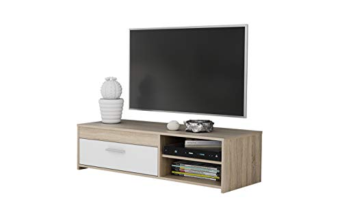 FORTE Paco TV-Unterschrank mit 1 Schublade, Holzwerkstoff, Sonome Eiche, Weiß, 32 x 120 x 42 cm von Forte
