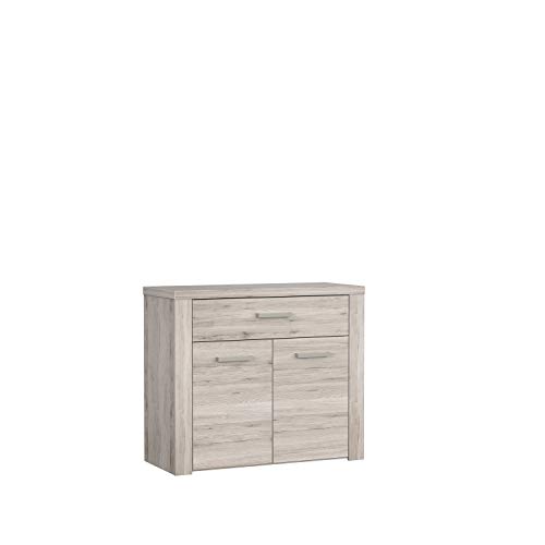 FORTE Portland Kommode mit 2 Türen und 1 Schublade, Holzwerkstoff, Sandeiche, 38 x 83,1 x 96,3 cm von Forte