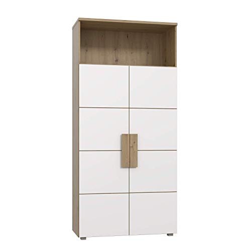 FORTE Arkina Regal mit 2 Türen, Holzwerkstoff, Artisan Eiche + Weiß, 90,1 x 197 x 41,3 cm von Forte