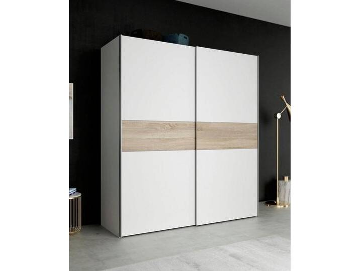 FORTE Schwebetürenschrank Longline, Made in Europe, 2 Schiebetüren, modernes Design melaminbeschichtet, weiß von Forte