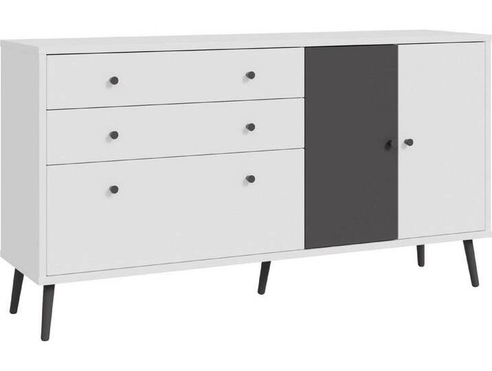 FORTE Sideboard 2 Türen, 2 Schübe, 1 Klappe, Weiß / grau - 159,2x86,5x41,5cm (BxHxT), grau von Forte
