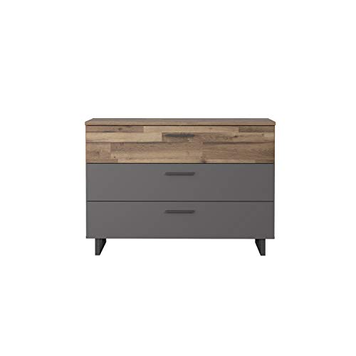 FORTE Sirious Black Kommode mit 3 Schubladen, Holzwerkstoff, Stabeiche /Uni Wolfram Grau, 120,1 x 85,8 x 41,3 cm FORTE Sirious Black Kommode mit 3 Schubladen, Holzwerkstoff, Stabeiche /Uni Wolfram Grau, 120,1 x 85,8 x 41,3 cm von Forte