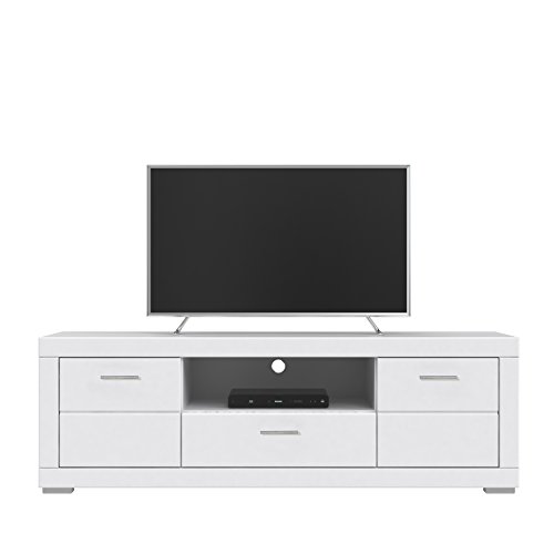 FORTE Snow TV-Unterschrank mit 2 Türen, 1 Schubladen, Holzwerkstoff, Weiß matt, 196 x 52.1 x 64 cm von Forte