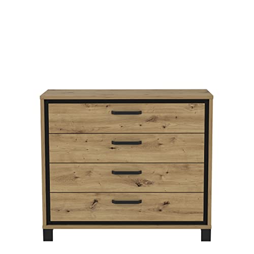 FORTE TRONDHEIM Kommode mit 4 Schubladen, Holzwerkstoff, Artisan Eiche / Schwarzeiche, 104.7 x 81.3 x 41.5 cm FORTE TRONDHEIM Kommode mit 4 Schubladen, Holzwerkstoff, Artisan Eiche / Schwarzeiche, 104.7 x 81.3 x 41.5 cm von Forte