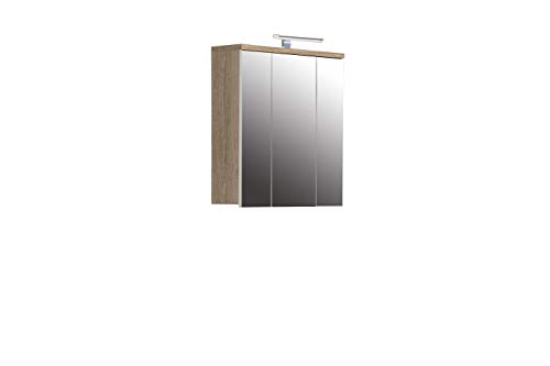 FORTE Veris Hängeschrank mit 3 Spiegeltür, Holzwerkstoff, Sonoma Eiche/Weiß, 68,1 x 68,6 x 20 cm von Forte