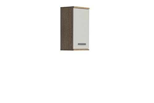 FORTE Veris Hängeschrank mit 1 Tür, Holzwerkstoff, Sonoma Eiche / Weiß Hochglanz, 68,8 x 40,2 x 29 cm von Forte