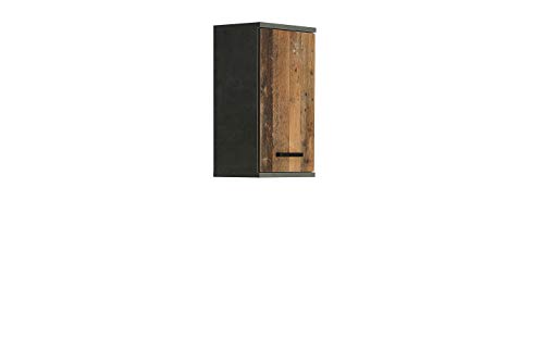 FORTE Veris Hängeschrank mit 1 Tür, Holzwerkstoff, Betonoptik Dunkelgrau /Old Wood Vintage, 68,8 x 40,2 x 29 cm von Forte