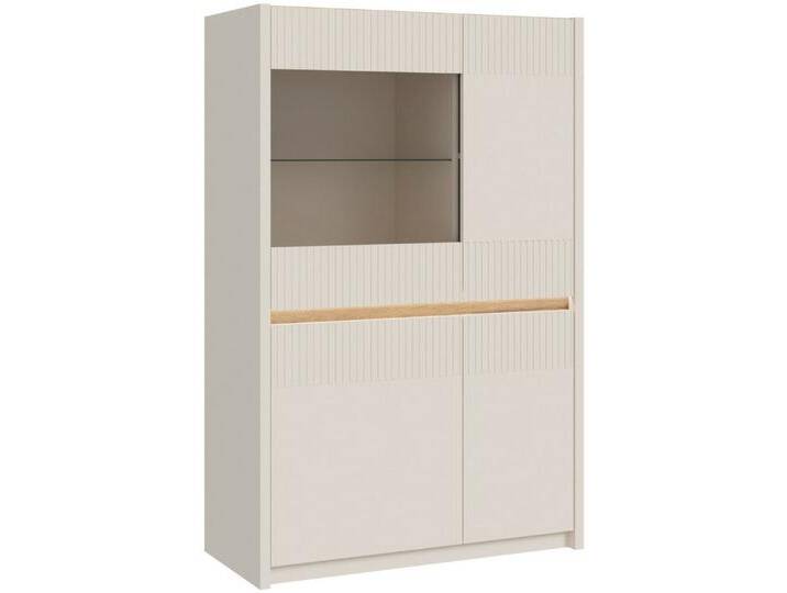 FORTE Vitrine Oak Squere Highboard, Beleuchtung, SoftClose von Forte