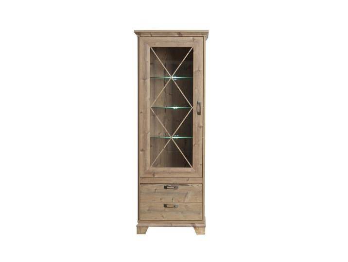 FORTE Vitrine in Fichte Dekor und Klarglas - 75,6x209,2x45cm (BxHxT) von Forte