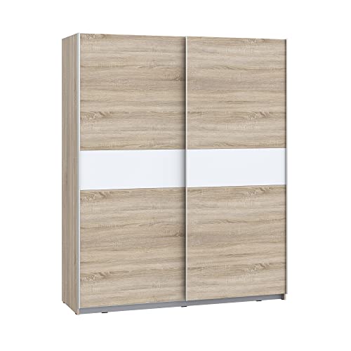 FORTE Winner Plus Schwebetürenschrank, Holzwerkstoff, Sonoma Eiche kombiniert mit Weiß, 170,3 x 209,7 x 61,2 cm von Forte