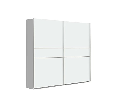 FORTE WINNER PLUS Schrank 170, Kleiderschrank, Schwebetürenschrank Modern Schlafzimmer 2-türig Einlegeböden und Kleiderstange, Weiß / Holzdekor: Sonoma Eiche, 170 cm breit x 210 cm hoch x 61 cm tief von Forte