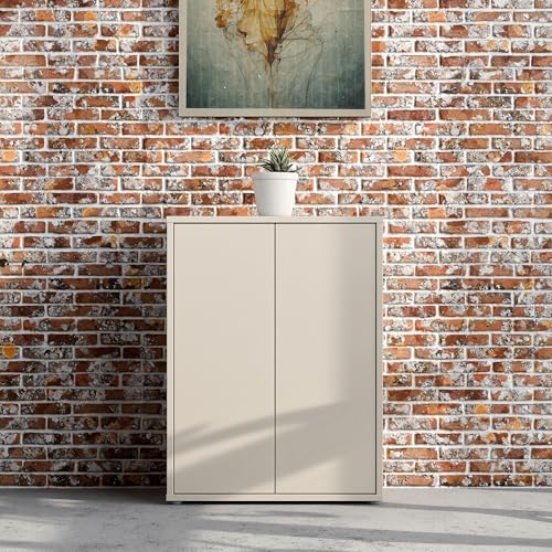 Forte Alice Springs Schuhschrank 70 80, moderner Flurschrank mit 2 Türen und 4 Einlegeböden, Holzwerkstoff, Kaschmir/Beige, 74,5 cm breit x 99,1 cm hoch x 34,9 cm tief Forte Alice Springs Schuhschrank 70 80, moderner Flurschrank mit 2 Türen und 4 Einlegeböden, Holzwerkstoff, Kaschmir/Beige, 74,5 cm breit x 99,1 cm hoch x 34,9 cm tief von Forte