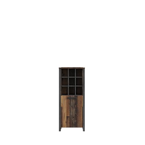 Forte Clif Bücherregal mit Barfach L/R 1, Holzwerkstoff, Old – Wood Vintage/Betonoptik dunkelgrau, B x H x T: 151,5 x 118,3 x 47,4 cm von Forte