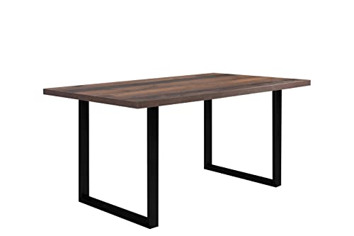 FORTE TABLES Tisch nicht ausziehbar, Holzwerkstoff, Old – Wood Vintage, Metallbeine schwarz, B x H xT: 160 x 74,7 x 90 cm von Forte