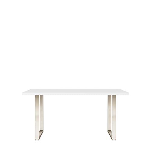 FORTE TABLES Tisch nicht ausziehbar, Holzwerkstoff, Weiß, Metallbeine stahlfarbig, B x H xT: 160 x 74,7 x 90 cm von Forte