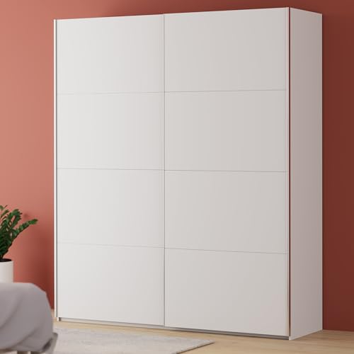 Forte FITTIO Kleiderschrank 200, moderner Schwebetürenschrank, 2-türig, Kleiderstange, Einlegeböden, Schlafzimmer, Holzwerkstoff, Weiß, 200,1 cm breit x 235 cm hoch x 61,2 cm tief Forte FITTIO Kleiderschrank 200, moderner Schwebetürenschrank, 2-türig, Kleiderstange, Einlegeböden, Schlafzimmer, Holzwerkstoff, Weiß, 200,1 cm breit x 235 cm hoch x 61,2 cm tief von Forte