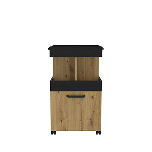 FORTE HOME BAR Barschrank mit Rollen und 1 Tür, Holzwerkstoff, Artisan Eiche / Schwarzeiche, 50.2 x 88.5 x 41 cm von Forte