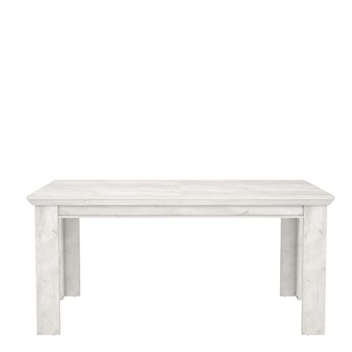 Forte Kashmir Esstisch ausziehbar, Holzwerkstoff, Pinie weiß, B x H x T: 160 x 75 x 90 cm von Forte