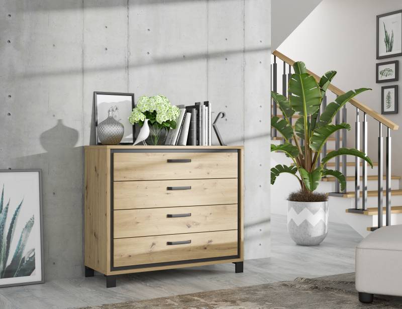 Forte Kommode Trondheim in Artisan Eiche /schwarz Eiche von Forte