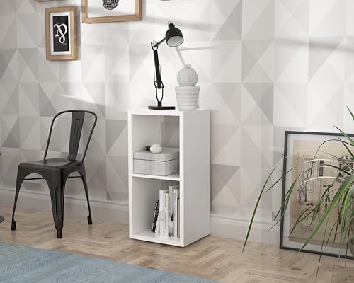 Forte Mauro weißes Bücherregal 40, Standregal, offenes Regal, modernes Wohnzimmerregal, Büroregal, Holzwerkstoff, Weiß, 39,5 cm breit x 72,8 cm hoch x 32,9 cm tief von Forte