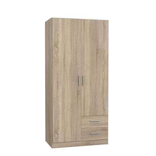 Forte Möbel Kleiderschrank, Holzwerkstoff, Sonoma Eiche Dekor, 91 x 197 x 54 cm von Forte