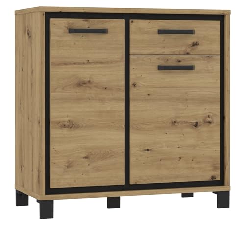 Forte TRONDHEIM Sideboard mit 1 Schublade und 2 Türen, Holzwerkstoff, Artisan Eiche/Schwarz Eiche, B x H x T: 91,4 x 91,2 x 41,5 cm Forte TRONDHEIM Sideboard mit 1 Schublade und 2 Türen, Holzwerkstoff, Artisan Eiche/Schwarz Eiche, B x H x T: 91,4 x 91,2 x 41,5 cm von Forte