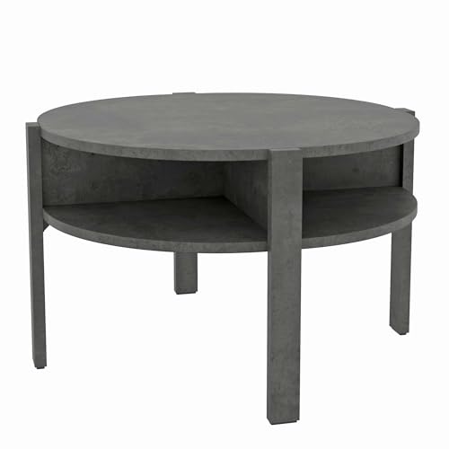 Forte Tobago Couchtisch 70 80, moderner Couchtisch, Sofatisch, Wohnzimmer, Holzwerkstoff, Betonoptik Dunkelgrau, 74,4 cm breit x 45,5 cm hoch x 74,4 cm tief von Forte