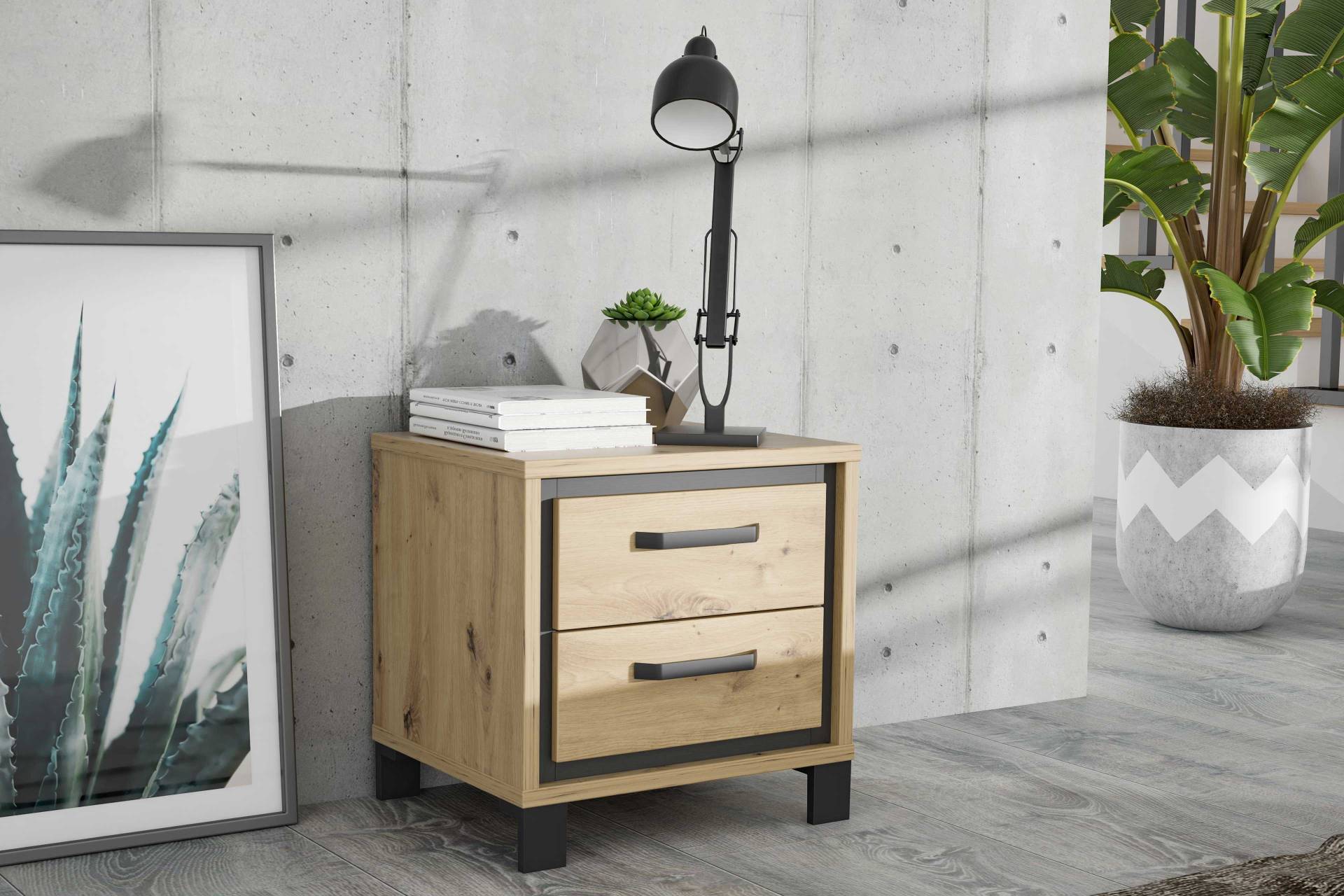 Forte Nachtkommode Trondheim in Artisan Eiche Nachbildung Forte Nachtkommode Trondheim in Artisan Eiche Nachbildung von Forte