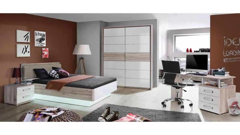 Forte Schreibtisch Schreibtisch Rondino Tisch Sandeiche weiß Hochglanz 138x60 cm Forte Schreibtisch Schreibtisch Rondino Tisch Sandeiche weiß Hochglanz 138x60 cm von Forte