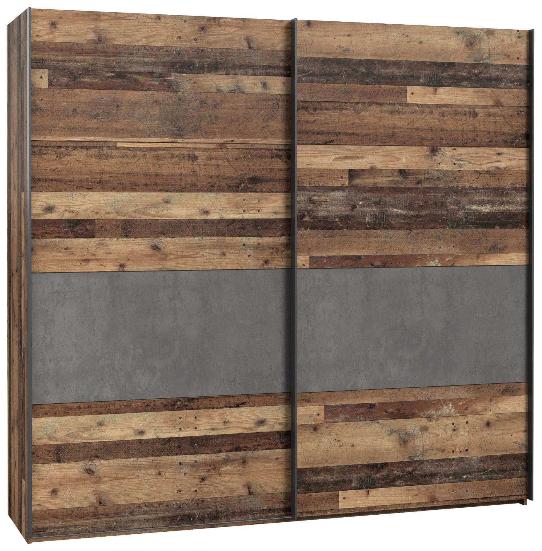 Forte Schwebetürenschrank CLIF 220 cm Old Wood Vintage von Forte