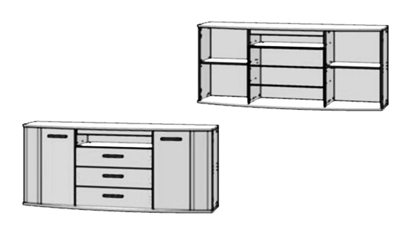Forte Sideboard Sideboard Rondino Sandeiche weiß Hochglanz mit LED-Beleuchtung Forte Sideboard Sideboard Rondino Sandeiche weiß Hochglanz mit LED-Beleuchtung von Forte