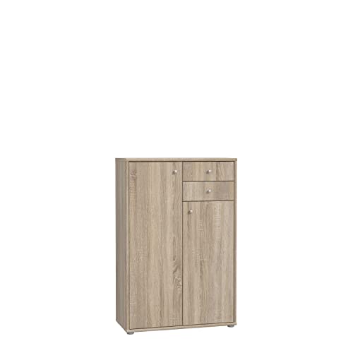 FORTE TEMPRA 2 Kommode mit 2 Türen und 2 Schubladen, Holzwerkstoff, Sonoma Eiche, 73.7 x 111.1 x 34.8 cm von Forte